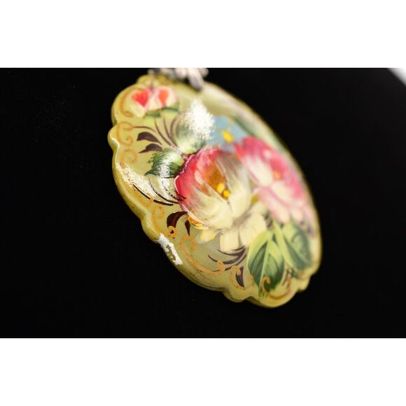 EXEX Necklace Pendant Hand Painted Tahitian Black Pearls 925 Silver Chain BinK - Picture 4 of 12